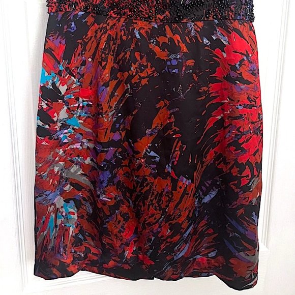 NWT BCBGENERATION ROUGE MULTICOLOR STRAPLESS DRESS BEADED EMPIRE WAIST SIZE 6 - Picture 2 of 9